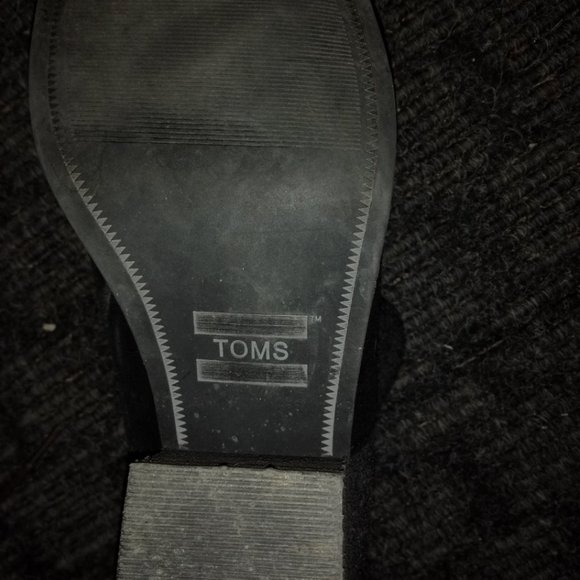 TOMS Leila Black Suede & Gray Wool Ankle Booties-Sz 7 - Picture 4 of 5